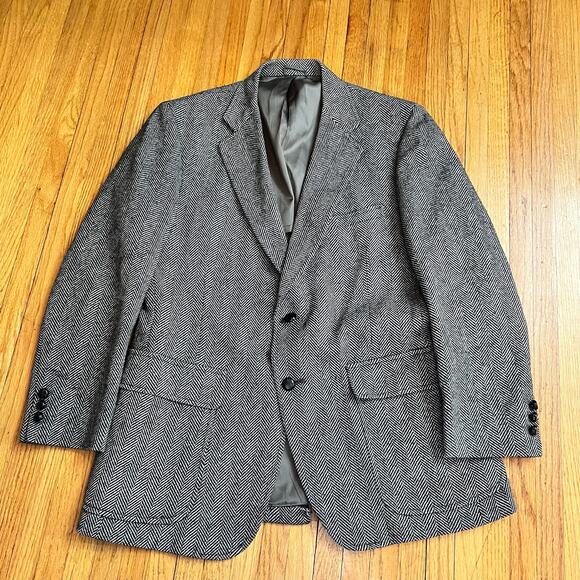 American Craftsman Blazer Mens 40 Herringbone Black Wool Sport Coat - Picture 1 of 13